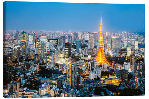 Canvas print Tokyo tower and skyline at night