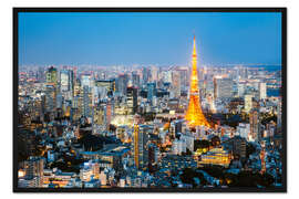 Gerahmter Kunstdruck Tokyo Tower und Skyline in der Nacht