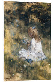 Foam board print Daughter in the Grass With Flowers