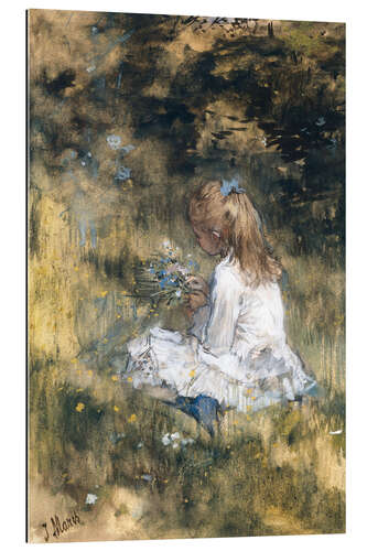 Galleritryck Daughter in the Grass With Flowers