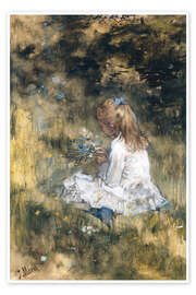 Wandbild  Tochter von Jacob Maris im Gras mit Blumen - Jacob Maris