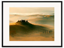 Gerahmter Kunstdruck Nebeliger Morgen In Toskany