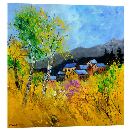 Tableau en verre acrylique Paysage jaune