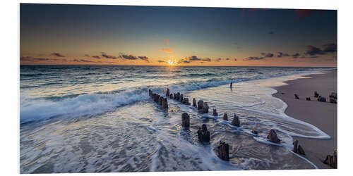 Quadro em PVC Groynes in the sunset