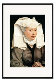 Gerahmter Kunstdruck Portrait einer Frau mit einer geflügelten Haube