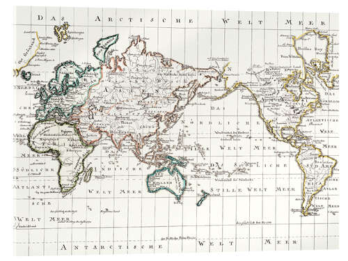 Akrylglastavla World map around 1795