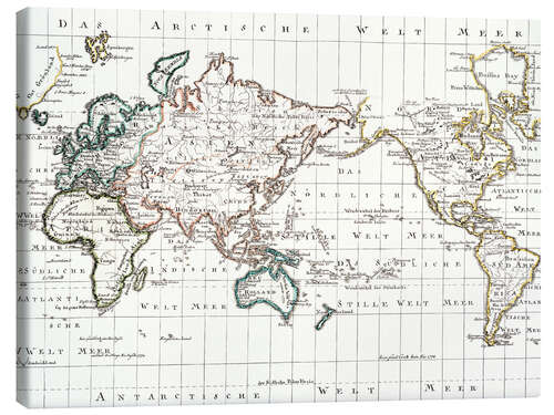 Canvas print World map around 1795