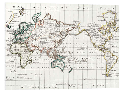 Foam board print World map around 1795