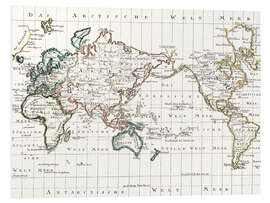 Foam board print World map around 1795