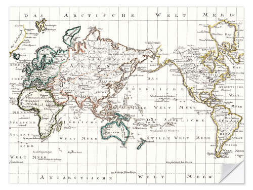 Sticker mural Carte du monde vers 1795