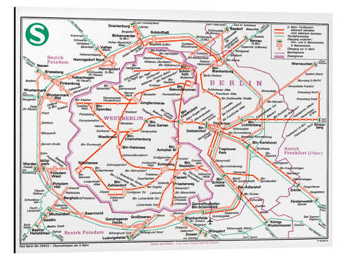 Aluminium print Overview of the Berlin S-Bahn around 1970