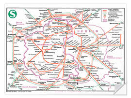 Selvklebende plakat Overview of the Berlin S-Bahn around 1970