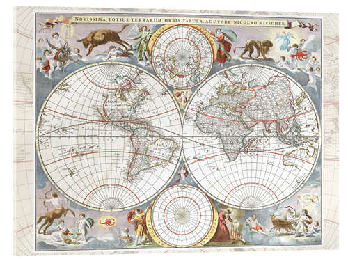 Akrylbilde Novissima totius terrarum orbis tabula (17th century)