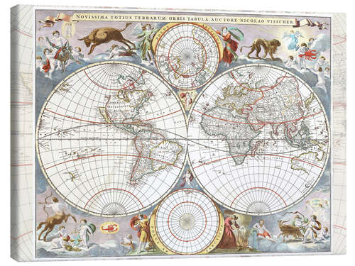 Canvas print Novissima totius terrarum orbis tabula (17th century)