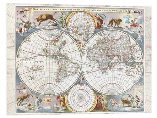 Hartschaumbild Novissima totius terrarum orbis tabula (17. Jh.)