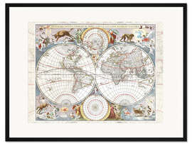 Gerahmter Kunstdruck Novissima totius terrarum orbis tabula (17. Jh.)