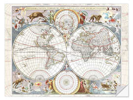 Wall sticker Novissima totius terrarum orbis tabula (17th century)