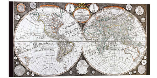 PVC-tavla Four Hemispheres World Map, c. 1799 (English)