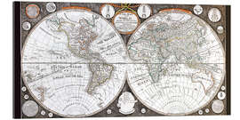 Gallery print Four Hemispheres World Map, c. 1799 (English)