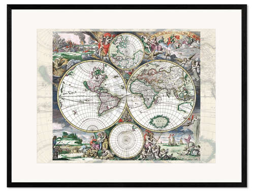 Kehystetty taidepainatus Great World Historical Map 1689