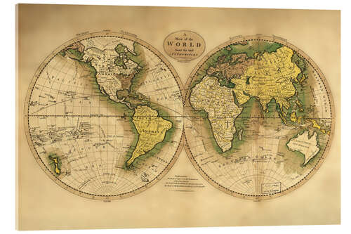 Akrylglastavla Map of the world around 1780