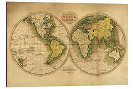 Magnettafel Karte der Welt um 1780