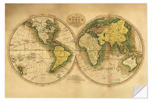 Wall sticker Map of the world around 1780