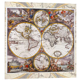 PVC-taulu World map with the four elements (around 1700)