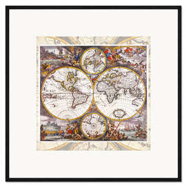 Framed art print World map with the four elements (around 1700)