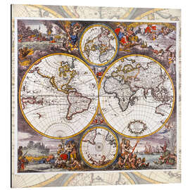 Magnettafel Weltkarte mit den vier Elementen (um 1700)