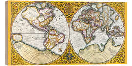 Wood print World map around 1587