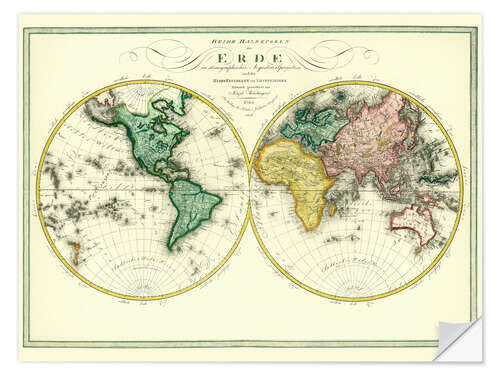 Selvklebende plakat World map around 1806