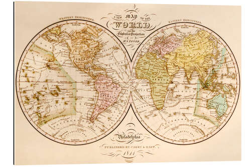 Gallery print World map around 1844