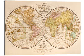 Cuadro de plexi-alu Mapa del mundo alrededor de 1844