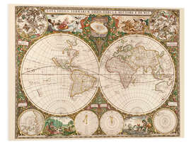 Print på skumplade World map around 1660