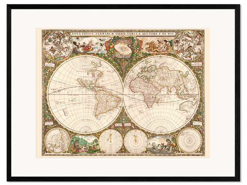Kehystetty taidepainatus World map around 1660