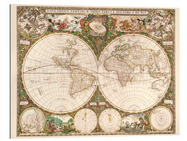 Tableau en plexi-alu Carte du monde vers 1660