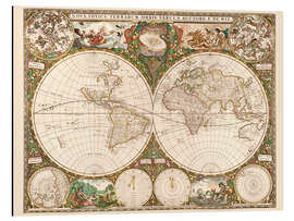 Magnettafel Weltkarte um 1660