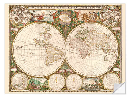 Naklejka na ścianę World map around 1660