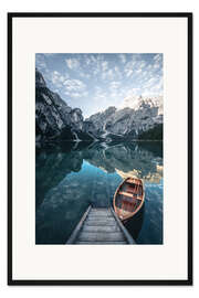 Gerahmter Kunstdruck Pragser Wildsee stimmungsvoller Sonnenaufgang