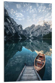 Quadro em plexi-alumínio Braies lake moody sunrise