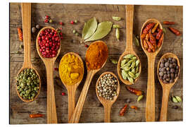 Magnettafel Bunte Gewürze in Holzlöffel