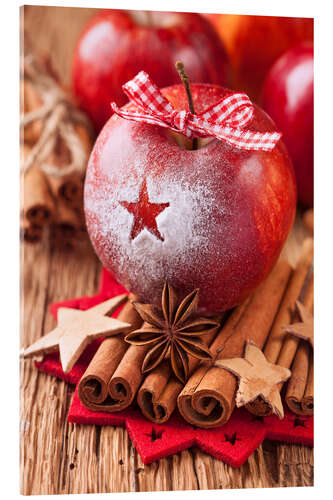 Acrylic print Red winter apples with cinnamon sticks and anise