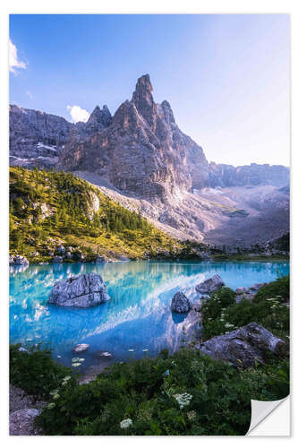 Vinilo para la pared Lago en la montaña Dolomitas