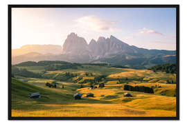 Gerahmter Kunstdruck Plattkofel und Langkofel