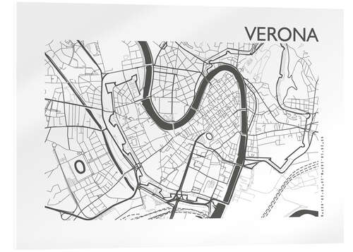 Acrylglasbild Stadtplan von Verona 