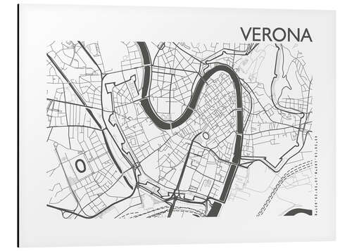 Quadro em alumínio City map of Verona