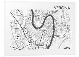 Tableau en aluminium Plan de la ville de Vérone