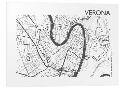 Foam board print City map of Verona