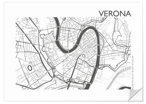 Selvklebende plakat City map of Verona